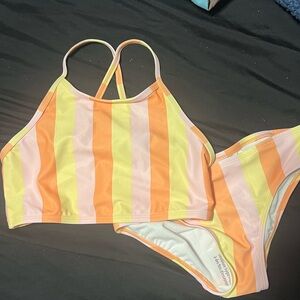 Brand New Carter’s Girl’s 3 piece striped Bathing Suit with Tee Shirt style top